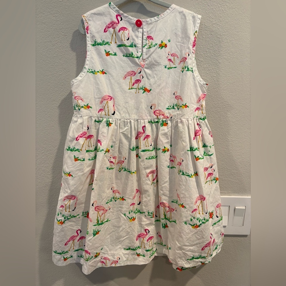 Smiling Button Flamingo Print Girls Dress Size 10 EUC Cotton Made in the USA - Picture 6 of 16